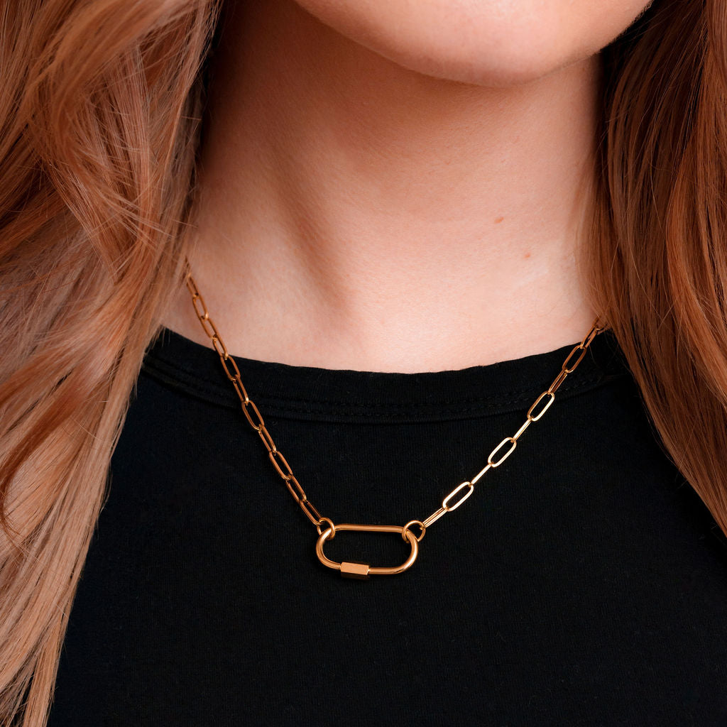 Arlo stainless steel carabiner necklace by Tikkhu