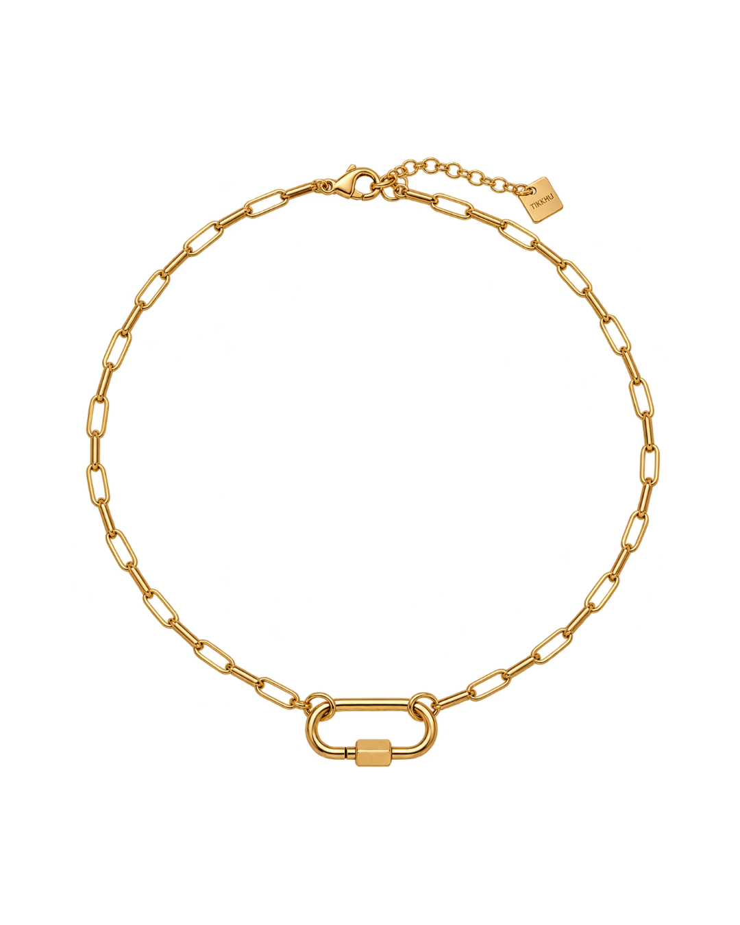 Arlo Carabiner Necklace in stainless steel by Tikkhu Jewelry