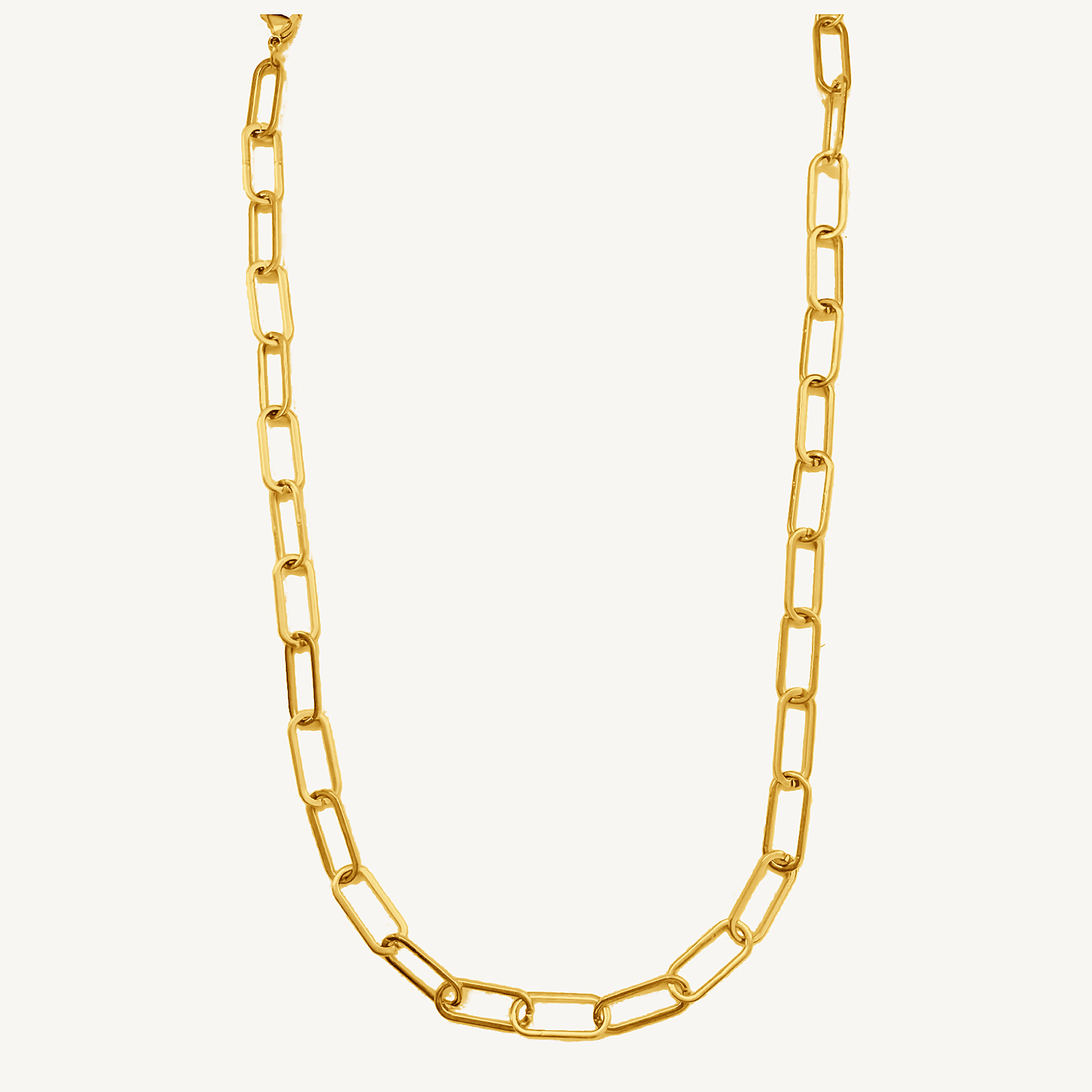 Large Paperclip Chain in Gold