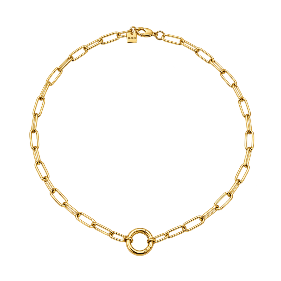 Indie Carabiner Necklace in gold filled by Tikkhu Jewelry