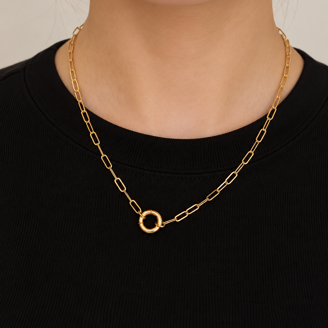 Lola Mini gold filled carabiner necklace by Tikkhu