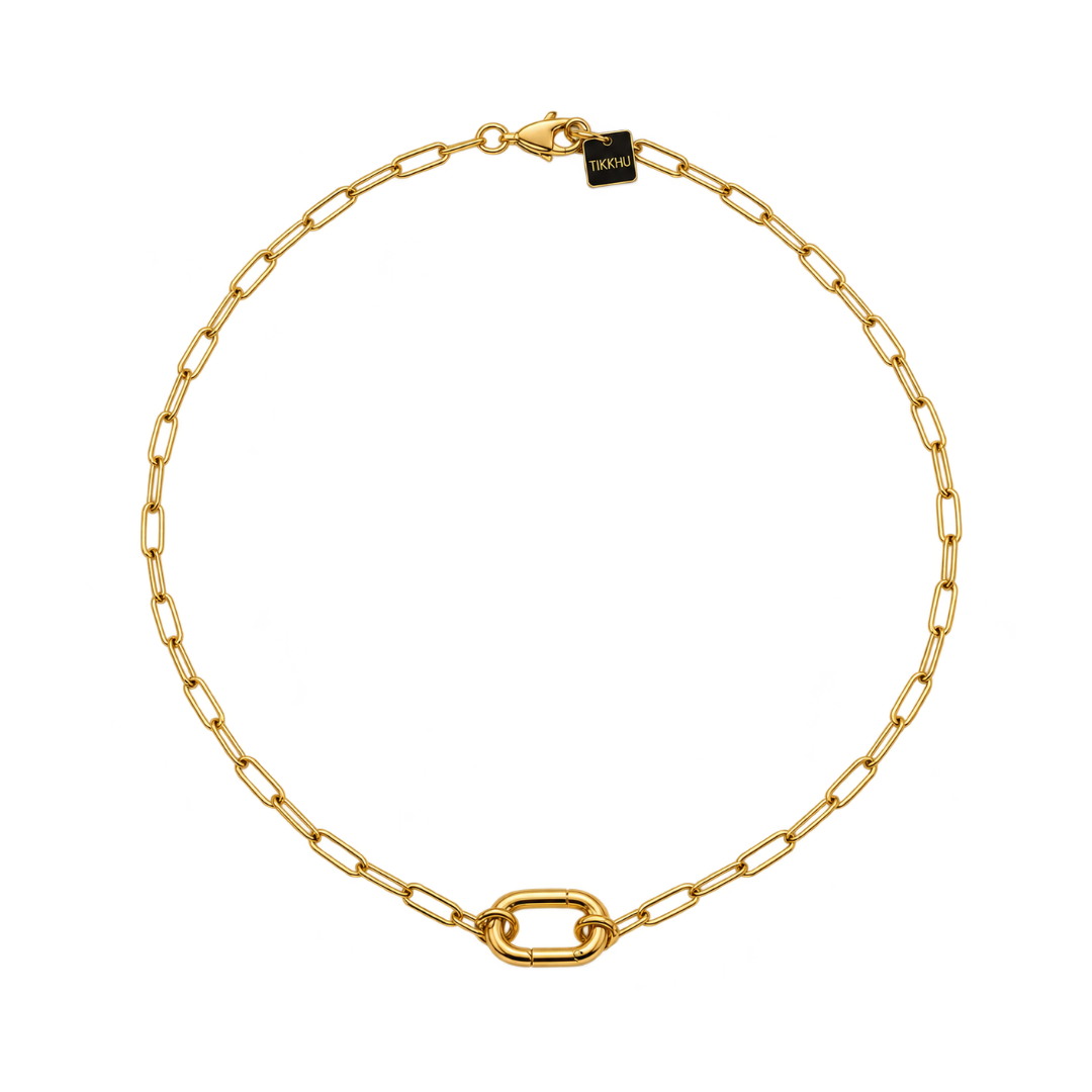 Marlow Mini Carabiner Necklace in gold filled by Tikkhu Jewelry