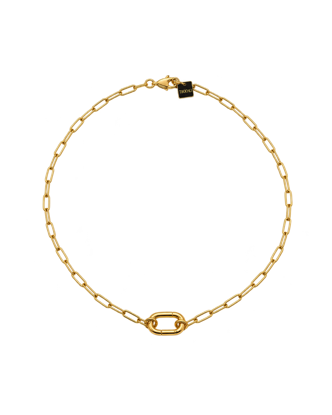 Marlow Mini Carabiner Necklace in gold filled by Tikkhu Jewelry