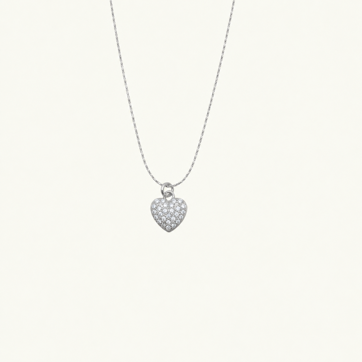 Silver pave heart pendant necklace by Tikkhu