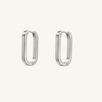 Silver rectangle hoop earrings by Tikkhu