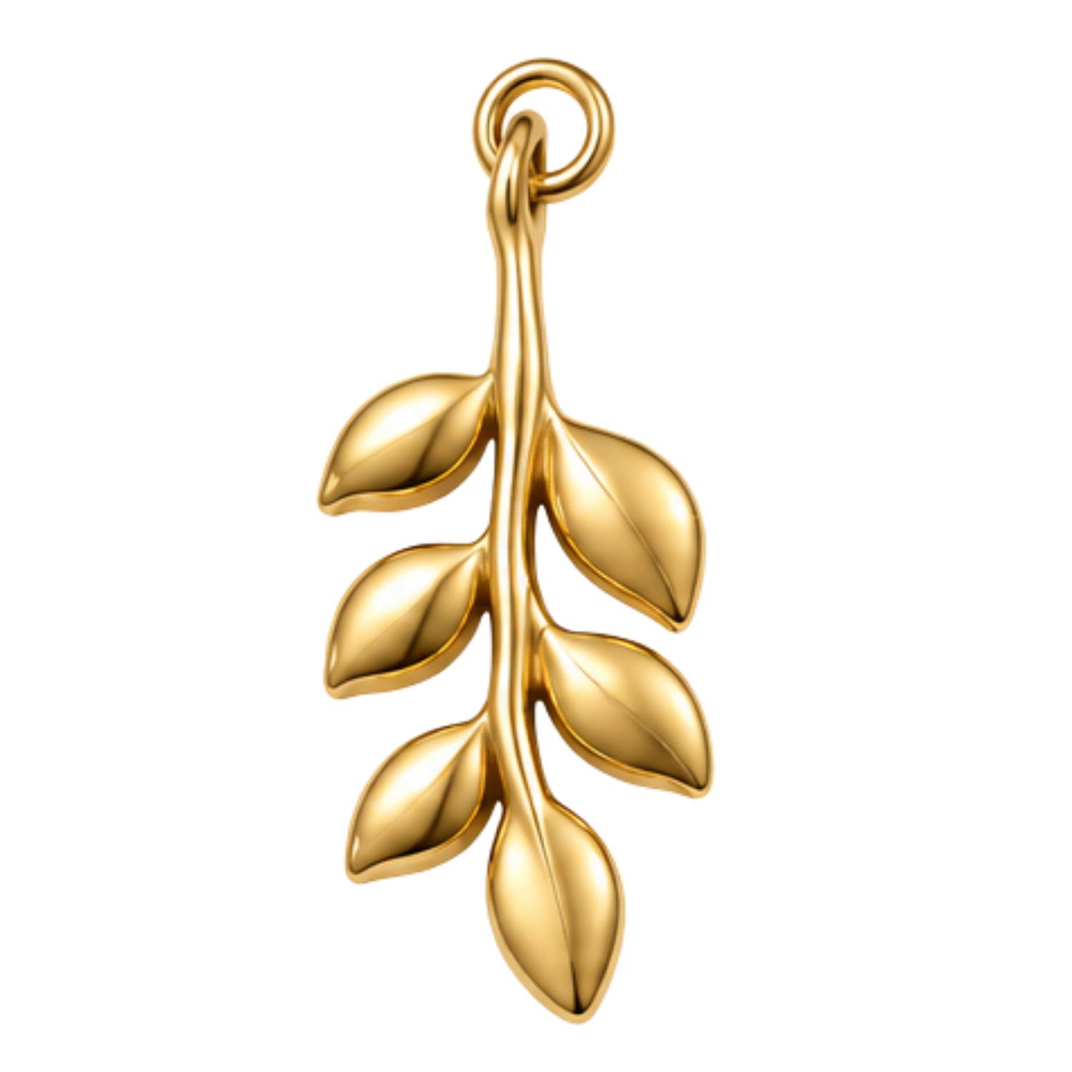 Olive branch charm, waterproof stainless steel