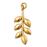 Olive branch charm, waterproof stainless steel