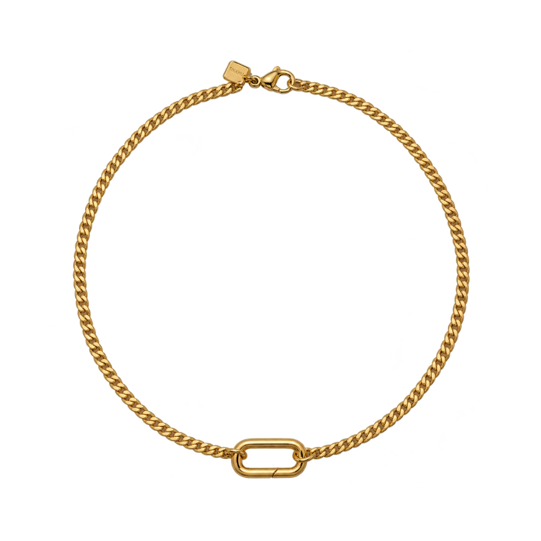 Vada Mini Carabiner Necklace in gold filled by Tikkhu Jewelry