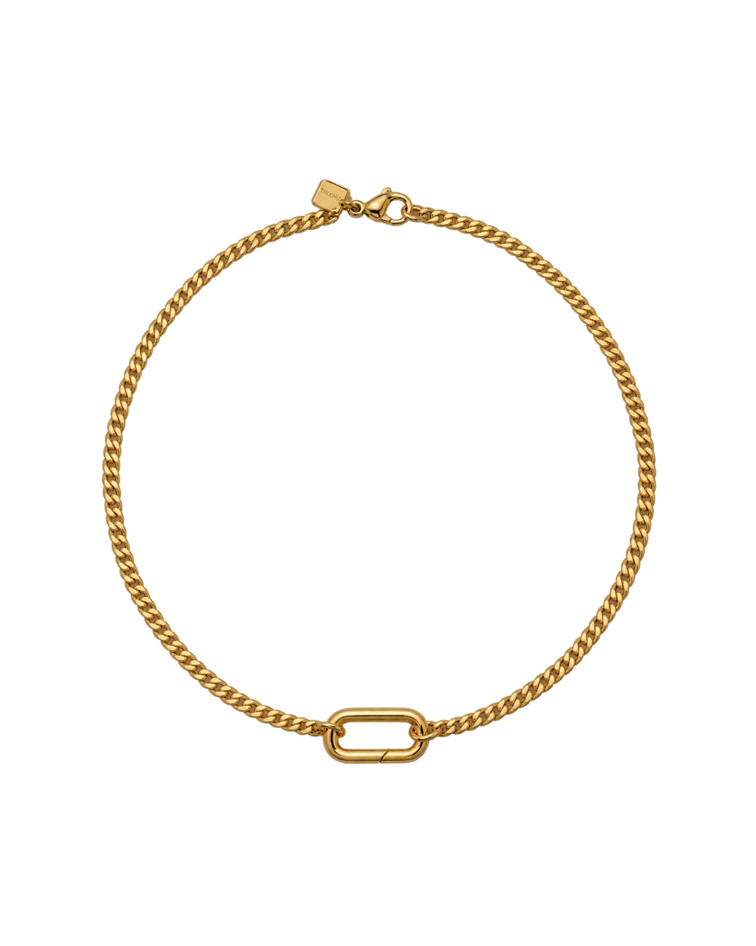 Vada Mini Carabiner Necklace in gold filled by Tikkhu Jewelry