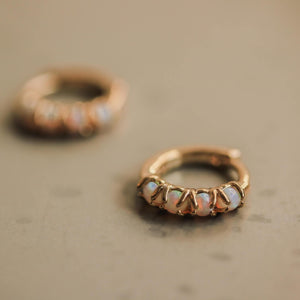 opal huggies earrings