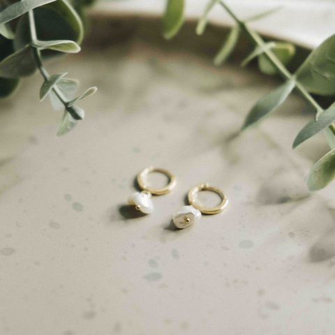 pearl huggie earrings
